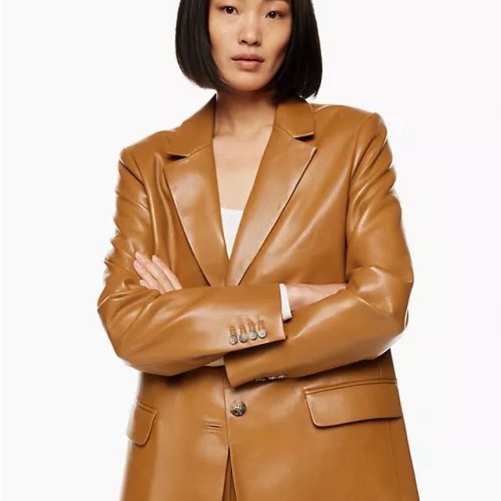 Aritzia Wilfred Tan Leather Blazer
